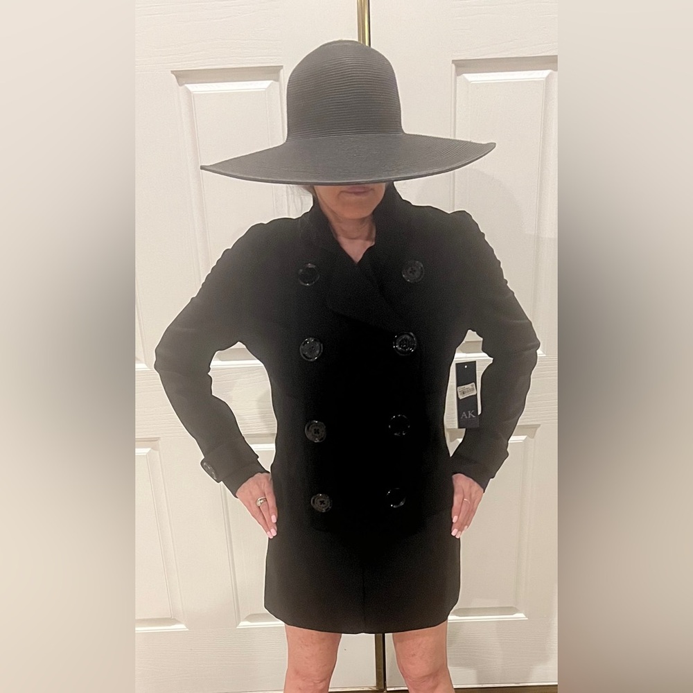 Anne Klein Women's black Peacoat, double breasted button cloth, classic jacket